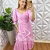 Vestido Midian Viscose Devorê - Rosa - Milla Chic