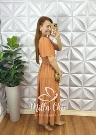 Milla Chic - millachic com br vestido ninive em chiffon marrom 2 Vestido Ninive Em Chiffon - Marrom - Milla Chic