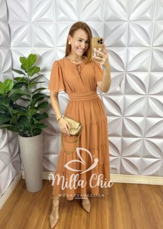 Milla Chic - millachic com br vestido ninive em chiffon marrom 3 Vestido Ninive Em Chiffon - Marrom - Milla Chic