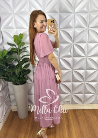 Milla Chic - millachic com br vestido ninive em chiffon rose 1 Vestido Ninive Em Chiffon - Rosé - Milla Chic