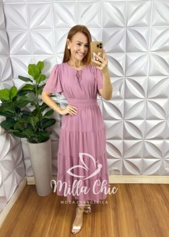 Milla Chic - millachic com br vestido ninive em chiffon rose 2 Vestido Ninive Em Chiffon - Rosé - Milla Chic