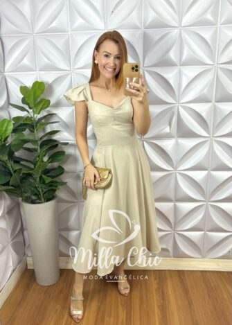 Vestido Paris Em Linho - Areia - Milla Chic