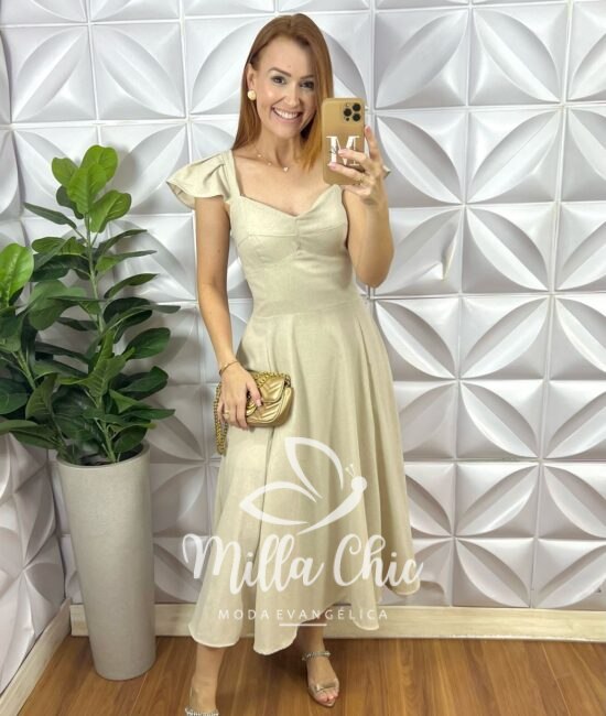 Vestido Paris Em Linho - Areia - Milla Chic