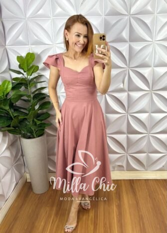 Vestido Paris Em Linho - Rosé - Milla Chic