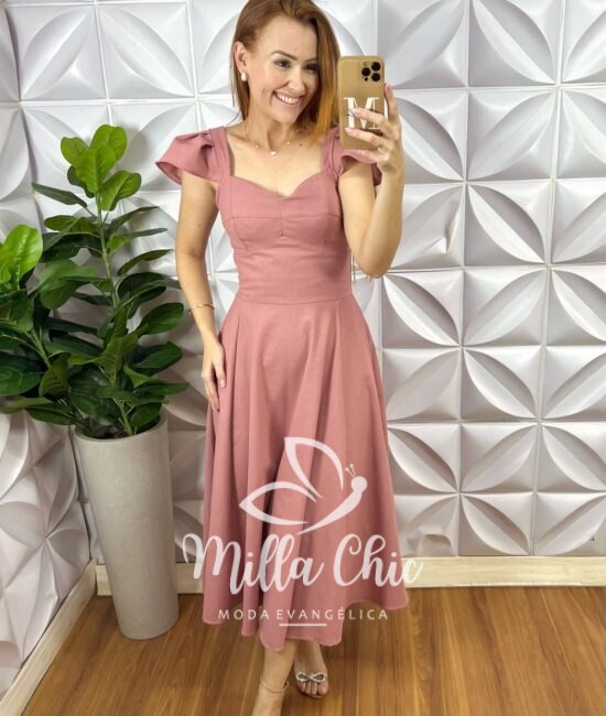 Vestido Paris Em Linho - Rosé - Milla Chic