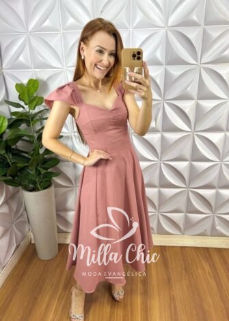 Vestido Paris Em Linho - Rosé - Milla Chic