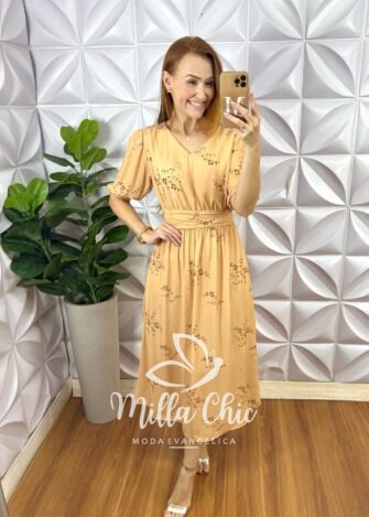 Vestido Raquel Em Chiffon - Marrom - Milla Chic