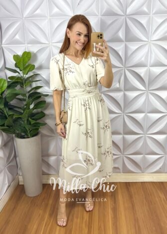 Vestido Raquel Em Chiffon - Branco - Milla Chic