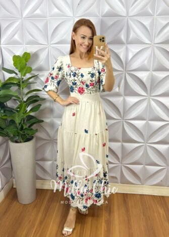 Vestido Rebeca Em Linho Bordado - Milla Chic