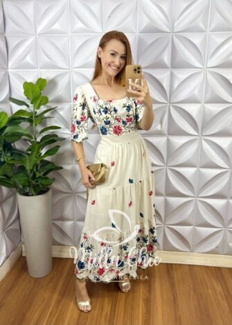 Vestido Rebeca Em Linho Bordado - Milla Chic