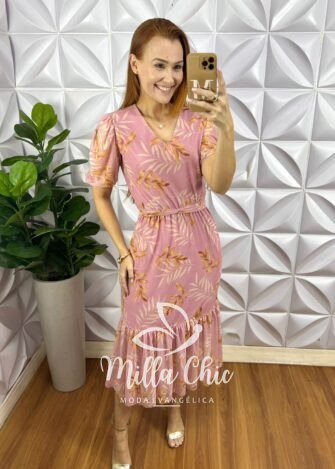 Vestido Romana Tule Estampado - Milla Chic