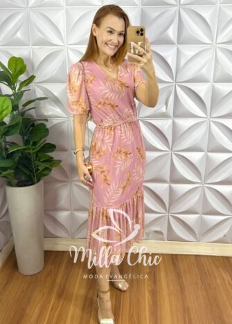 Vestido Romana Tule Estampado - Milla Chic