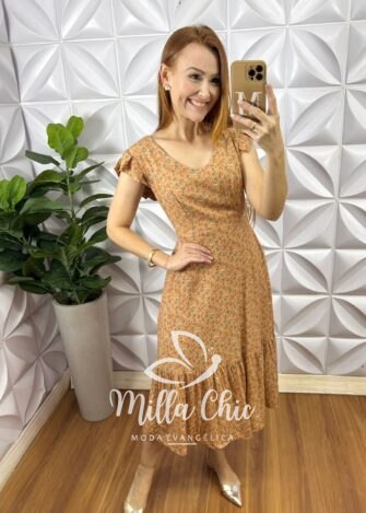 Vestido Safira Viscolinho - Marrom - Milla Chic