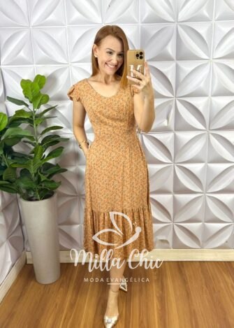 Vestido Safira Viscolinho - Marrom - Milla Chic