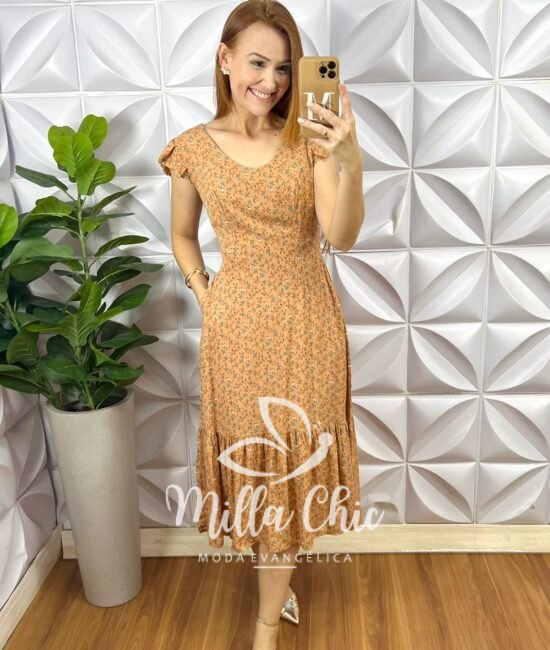 Vestido Safira Viscolinho - Marrom - Milla Chic