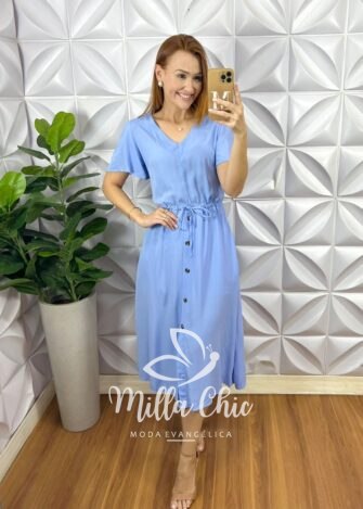 Vestido Sevilla Viscolinho - Azul - Milla Chic