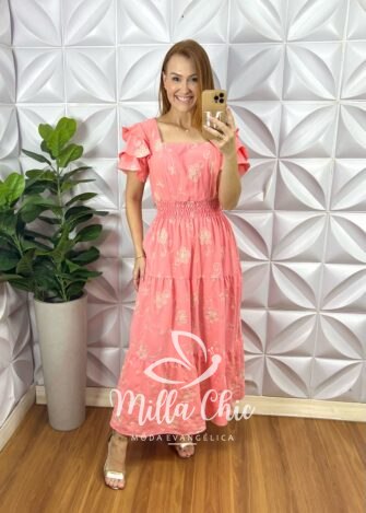 Vestido Sônia Dunna Bordado -Rosa - Milla Chic