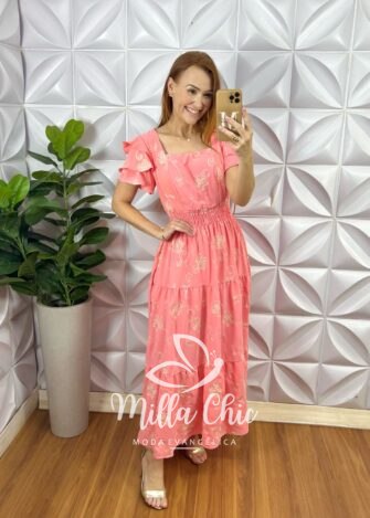 Vestido Sônia Dunna Bordado -Rosa - Milla Chic
