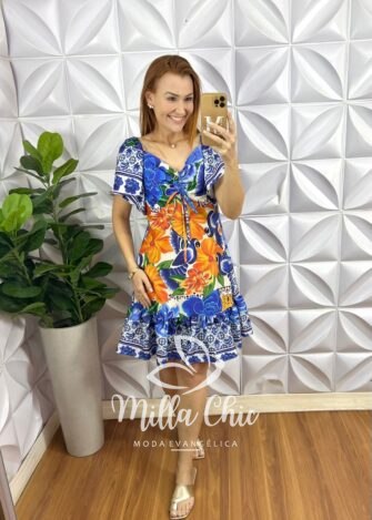 Vestido Viena Floral Azul - Milla Chic
