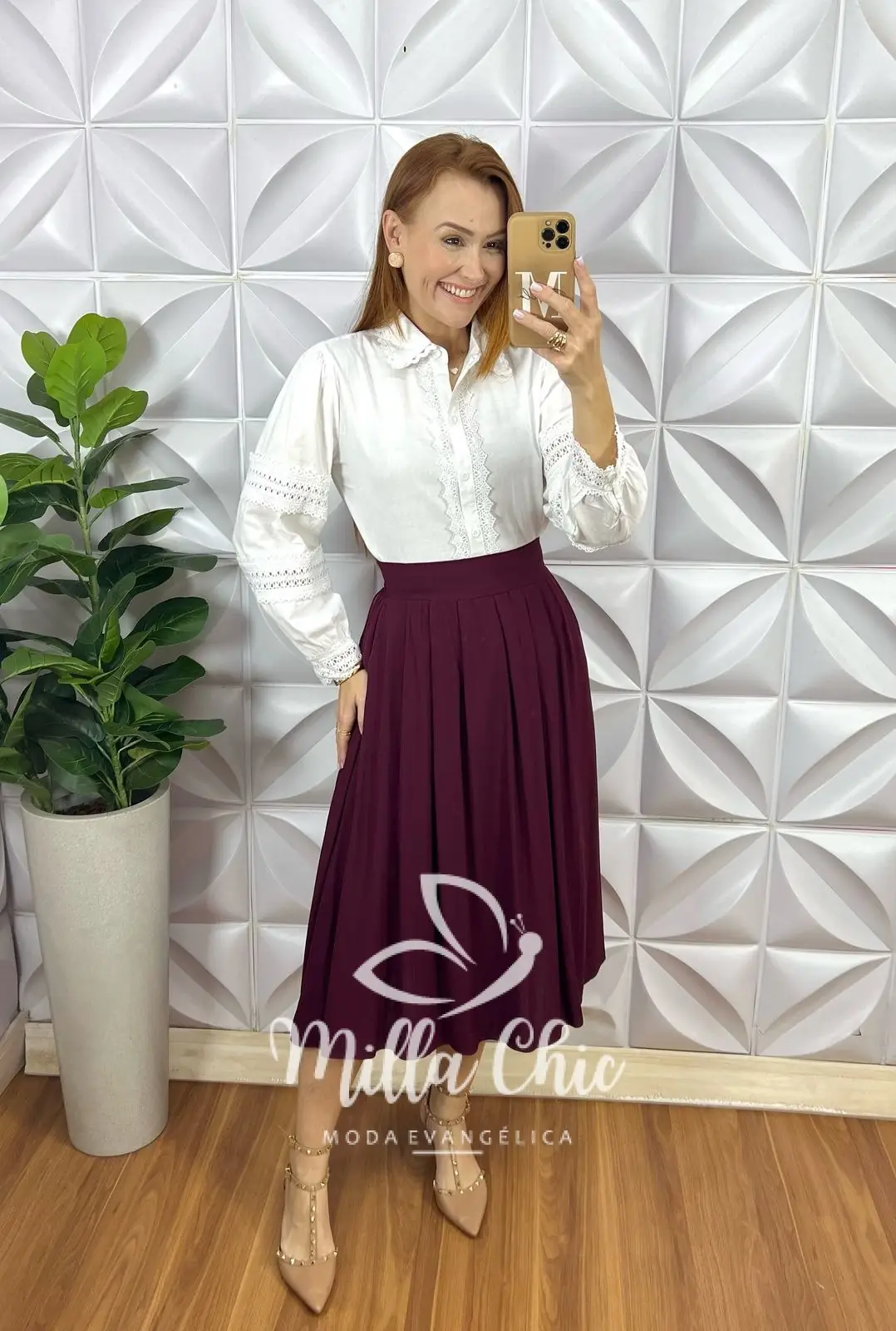 Saia Samanta Em Viscolinho – Marsala – Milla Chic Saia Samanta Em Viscolinho - Marsala - Milla Chic