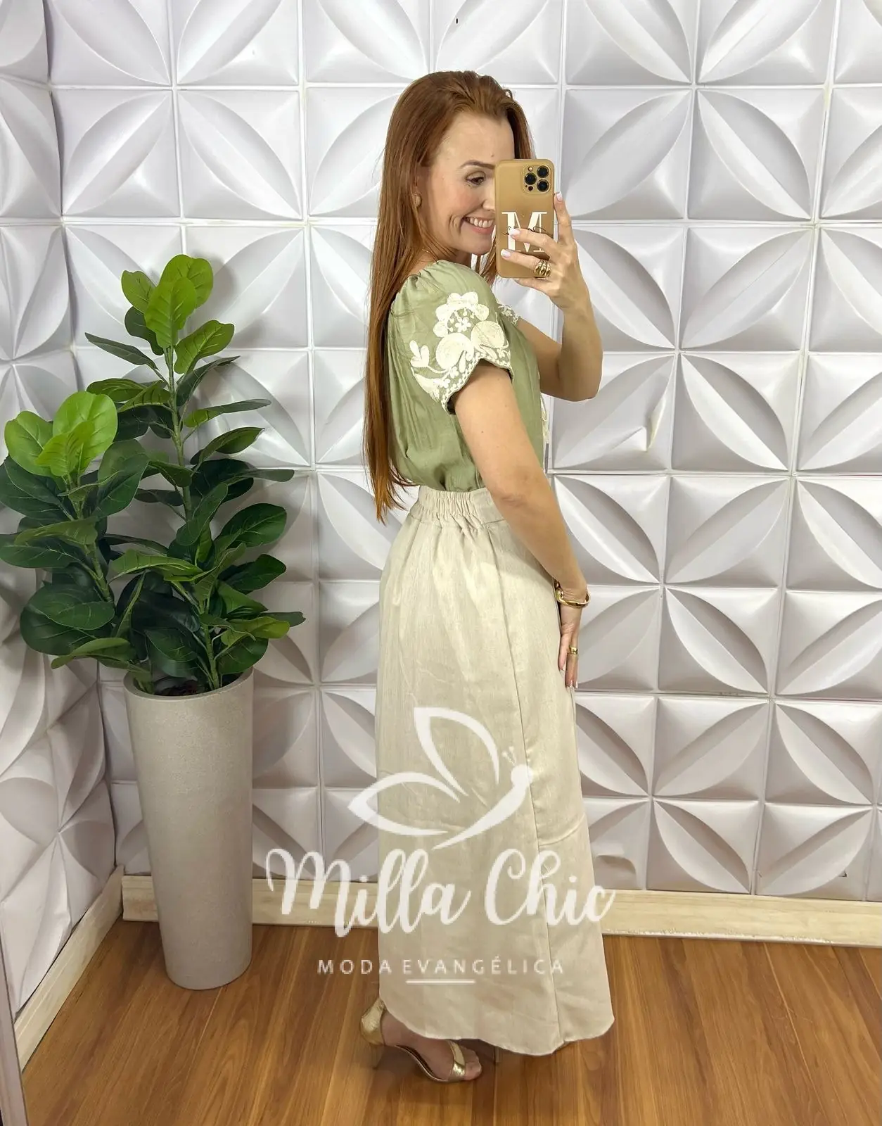 Saia Eva Em Linho – Areia – Milla Chic Saia Eva Em Linho - Areia - Milla Chic