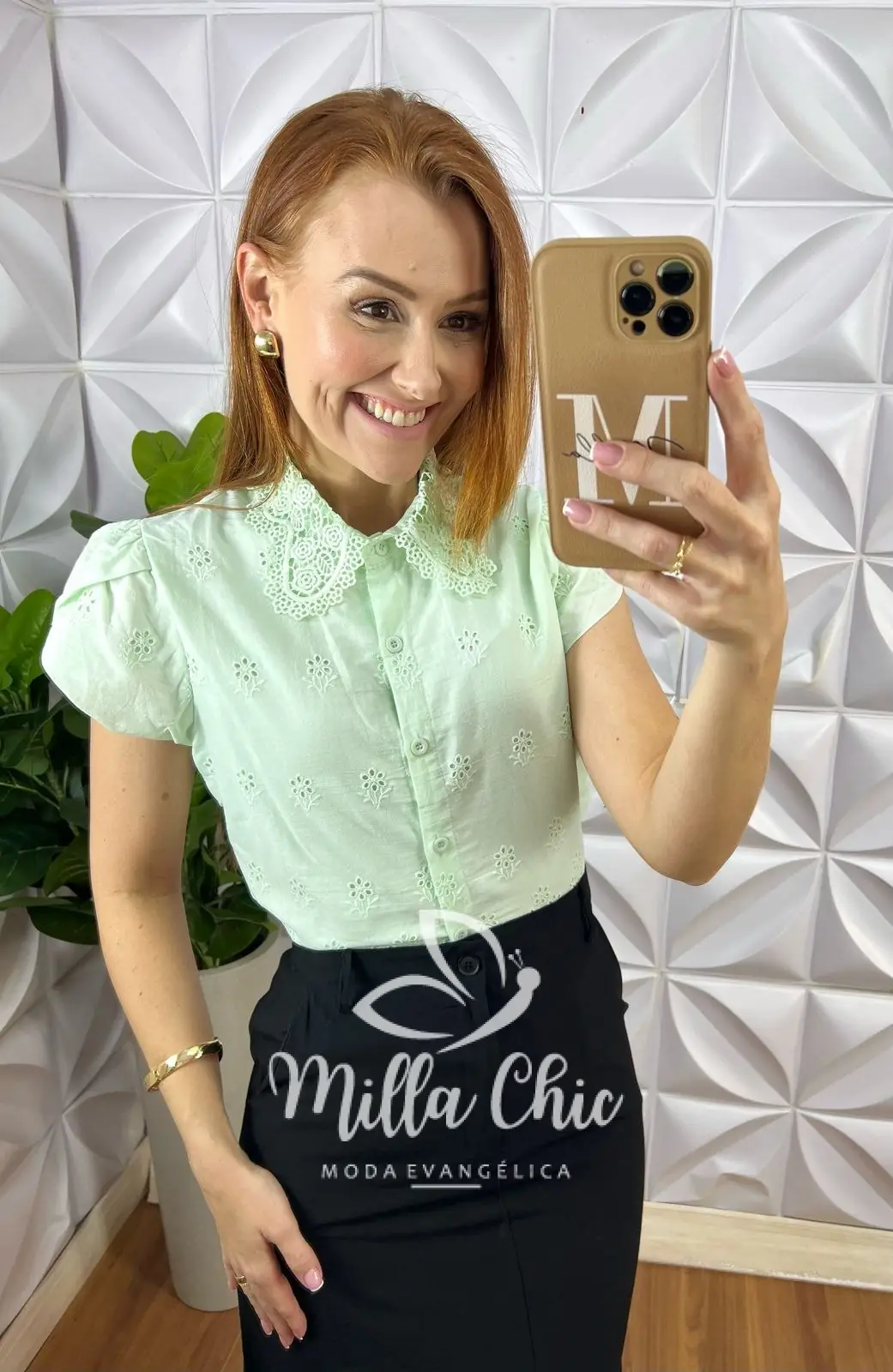 Camisa Betina Em Lesie Algodão Bordado – Verde – Milla Chic Camisa Betina Em Lesie Algodão Bordado - Verde - Milla Chic