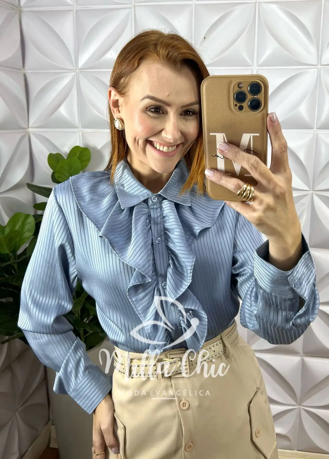 Camisa Natasha Em Cetim – Azul – Milla Chic Camisa Natasha Em Cetim - Azul - Milla Chic