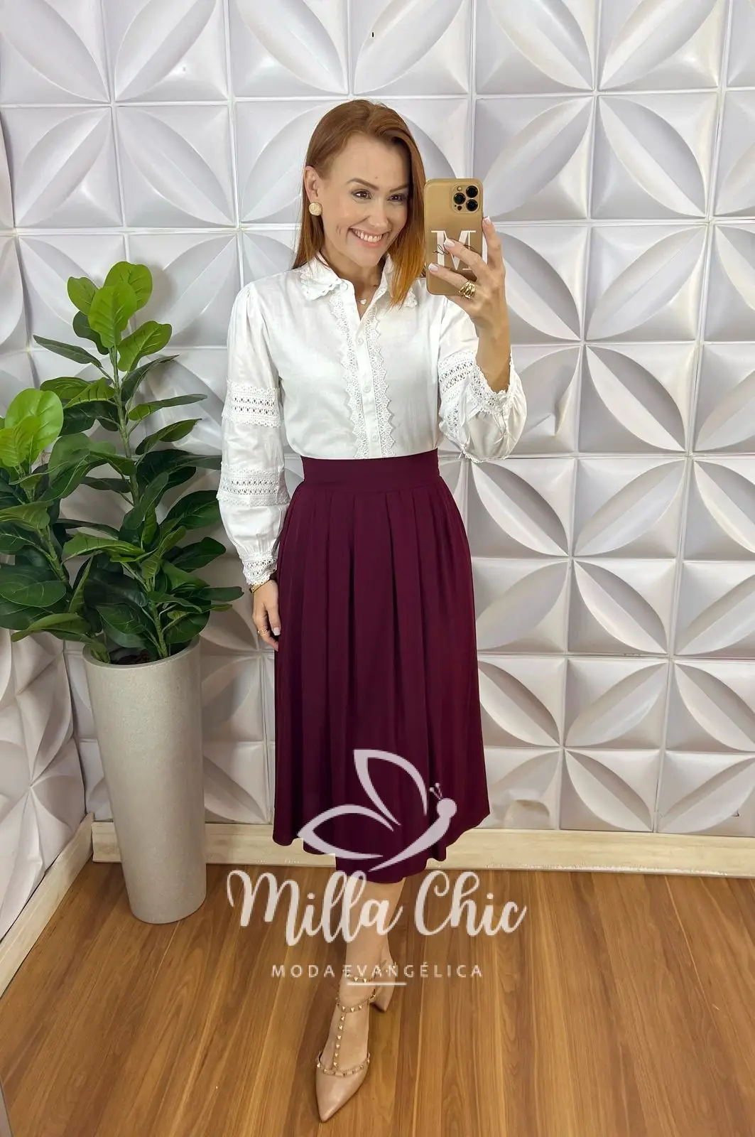 Saia Samanta Em Viscolinho – Marsala – Milla Chic Saia Samanta Em Viscolinho - Marsala - Milla Chic