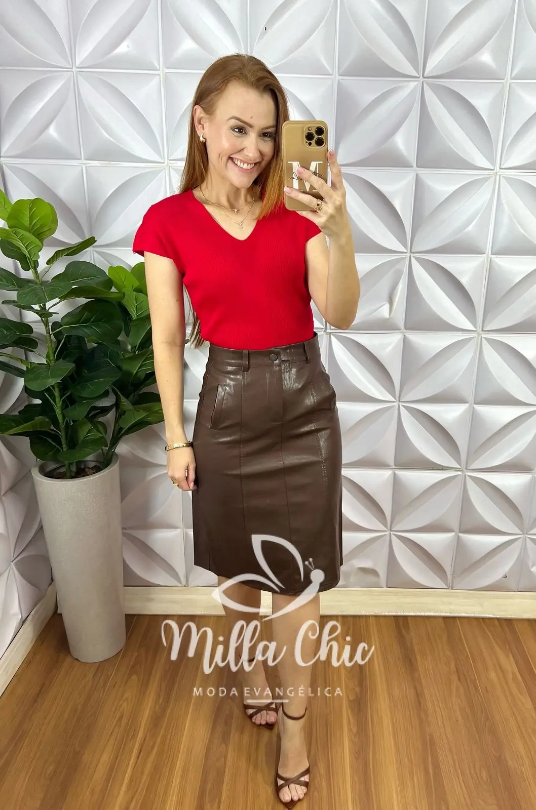 Blusa Joana Em Tricot Modal – Vermelha – Milla Chic Blusa Joana Em Tricot Modal - Vermelha - Milla Chic