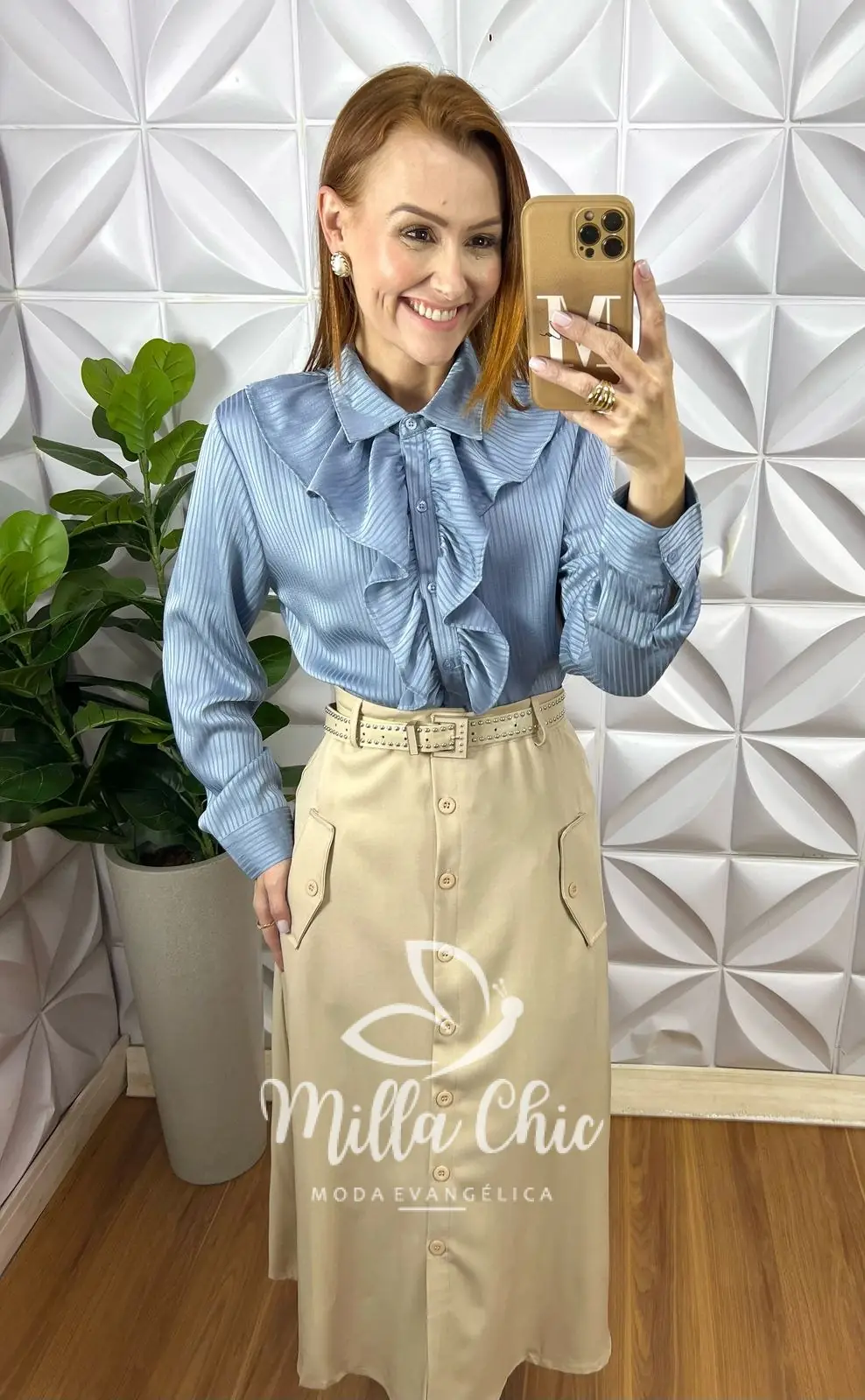 Camisa Natasha Em Cetim – Azul – Milla Chic Camisa Natasha Em Cetim - Azul - Milla Chic