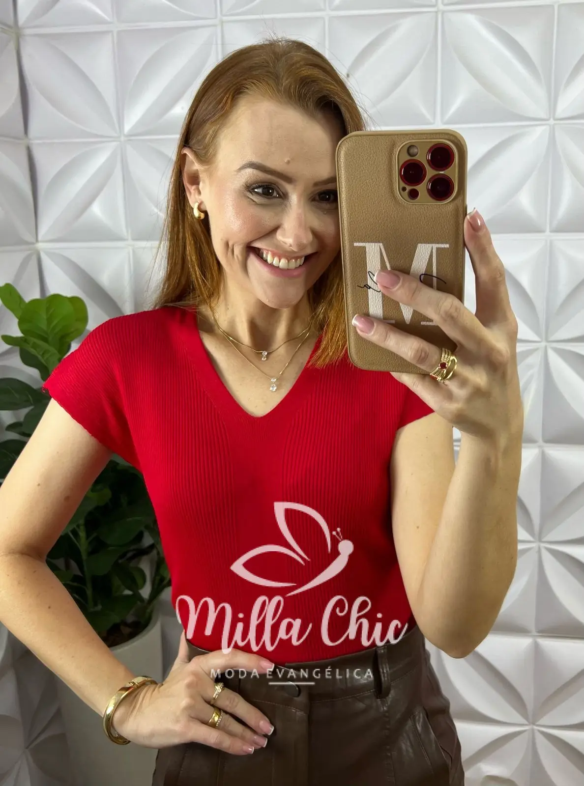 Blusa Joana Em Tricot Modal – Vermelha – Milla Chic Blusa Joana Em Tricot Modal - Vermelha - Milla Chic