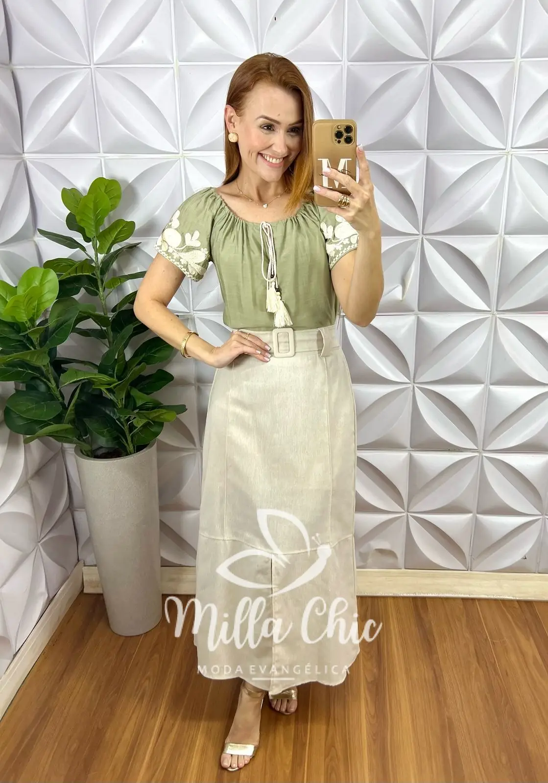 Saia Eva Em Linho – Areia – Milla Chic Saia Eva Em Linho - Areia - Milla Chic
