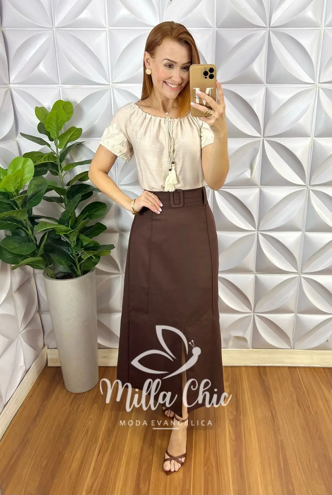 Blusa Zoe Bordada – Areia – Milla Chic Blusa Zoe Bordada - Areia - Milla Chic