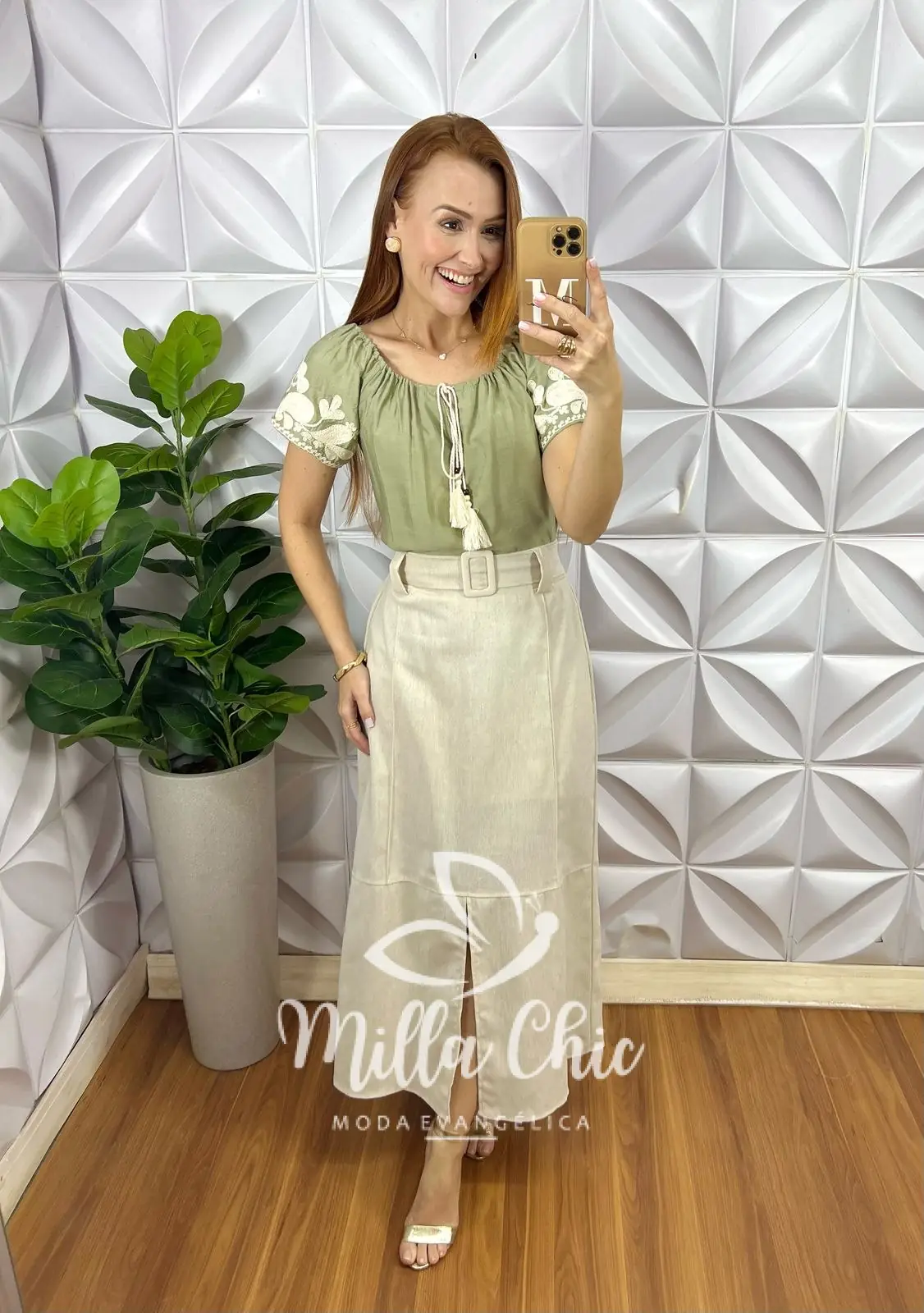 Saia Eva Em Linho – Areia – Milla Chic Saia Eva Em Linho - Areia - Milla Chic