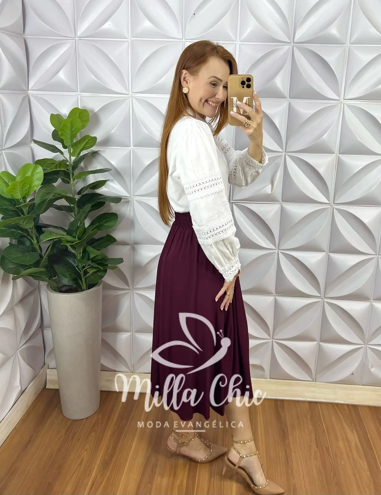Saia Samanta Em Viscolinho – Marsala – Milla Chic Saia Samanta Em Viscolinho - Marsala - Milla Chic