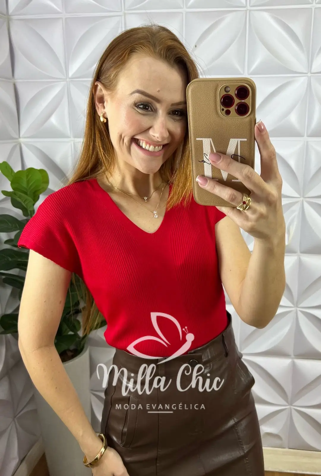 Blusa Joana Em Tricot Modal – Vermelha – Milla Chic Blusa Joana Em Tricot Modal - Vermelha - Milla Chic