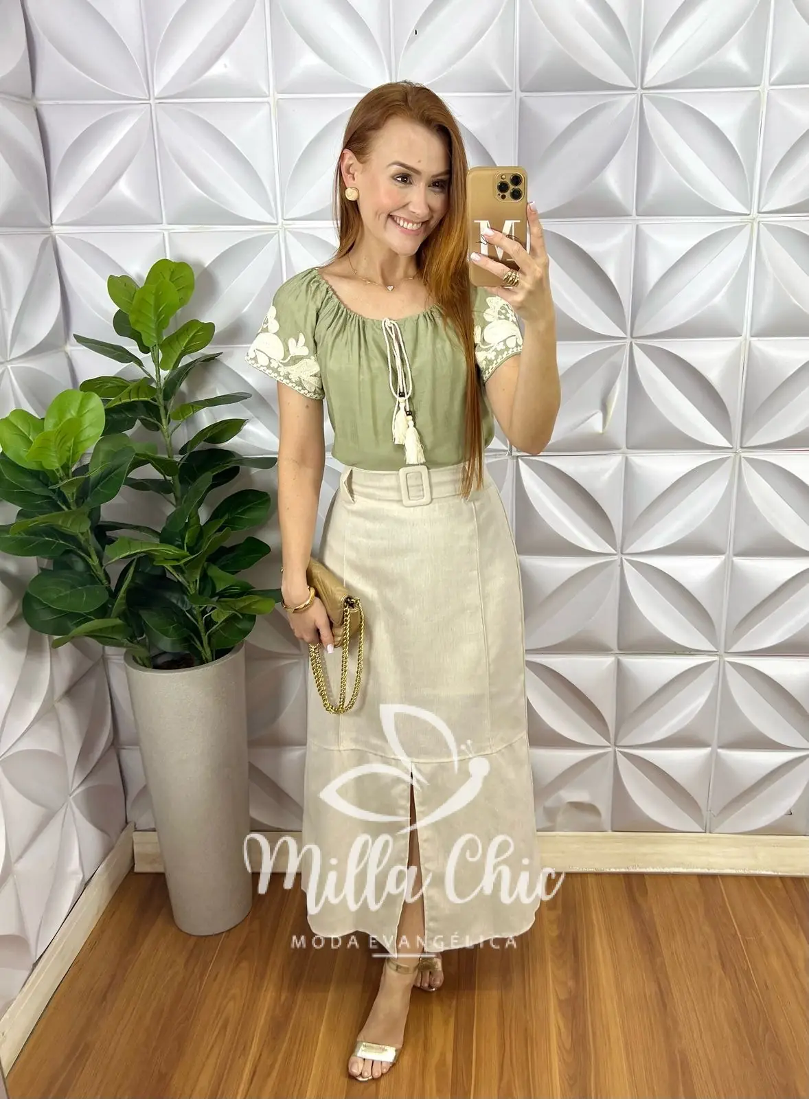Saia Eva Em Linho – Areia – Milla Chic Saia Eva Em Linho - Areia - Milla Chic