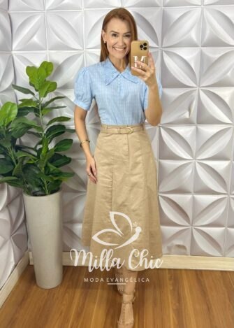 Milla Chic - millachic com br blusa gigi lesie com gola em guipper azul Blusa Gigi Lesie Com Gola Em Guipper - Azul - Milla Chic