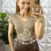 Blusa Joana Em Tricot Modal - Marrom - Milla Chic