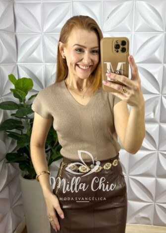 Milla Chic - millachic com br blusa joana em tricot modal marrom 3 Blusa Joana Em Tricot Modal - Marrom - Milla Chic