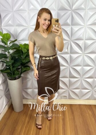 Milla Chic - millachic com br blusa joana em tricot modal marrom 5 Blusa Joana Em Tricot Modal - Marrom - Milla Chic