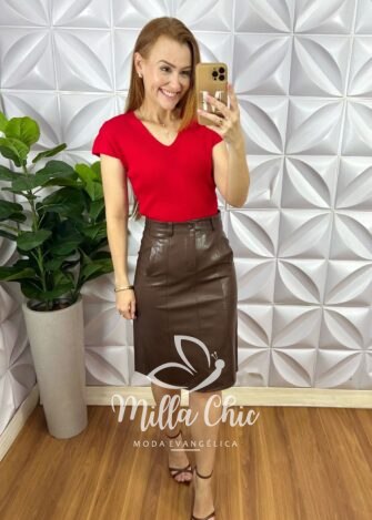 Blusa Joana Em Tricot Modal - Vermelha - Milla Chic
