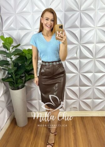 Blusa Joana Em Tricot Modal - Azul - Milla Chic