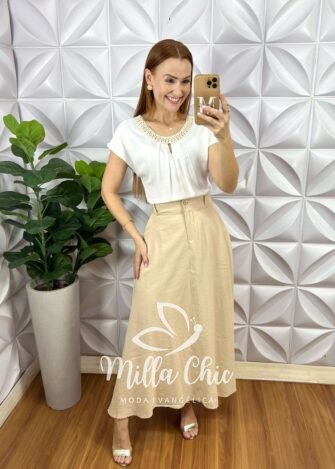 Blusa Joaquina Em Cambraia Algodão - Branca - Milla Chic