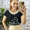 Blusa Joaquina Em Cambraia Algodão - Preta - Milla Chic
