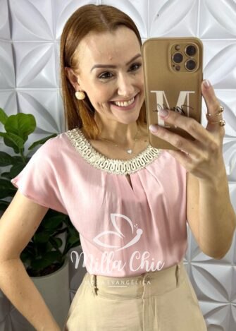 Milla Chic - millachic com br blusa joaquina em cambraia algodao rosa 2 Blusa Joaquina Em Cambraia Algodão - Rosa - Milla Chic