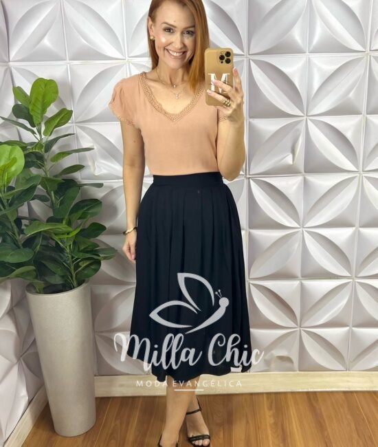 Blusa Mônica Cambraia Linho - Marrom - Milla Chic