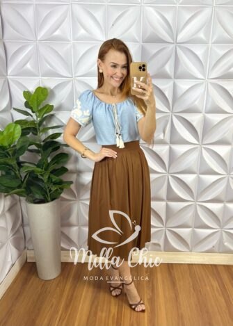 Blusa Zoe Bordada - Azul - Milla Chic