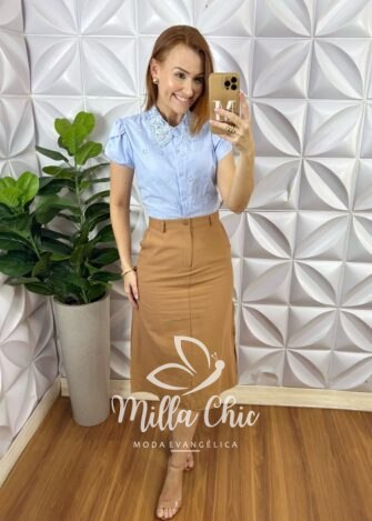 Milla Chic - millachic com br camisa betina em lesie algodao bordado azul 4 Camisa Betina Em Lesie Algodão Bordado - Azul - Milla Chic