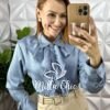 Camisa Natasha Em Cetim - Azul - Milla Chic